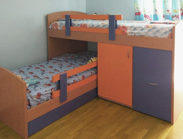 παιδικό κρεβάτι κουκέτα πορτοκαλί μπλέ