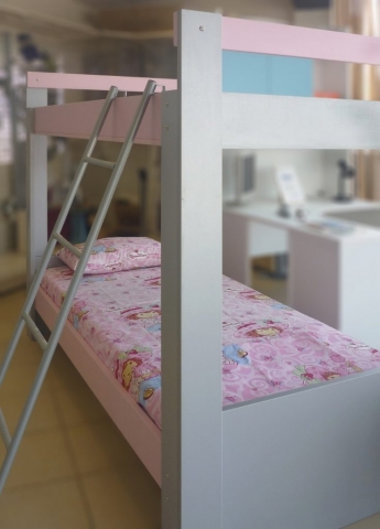 παιδικό κρεβάτι κουκέτα ρόζ γκρί