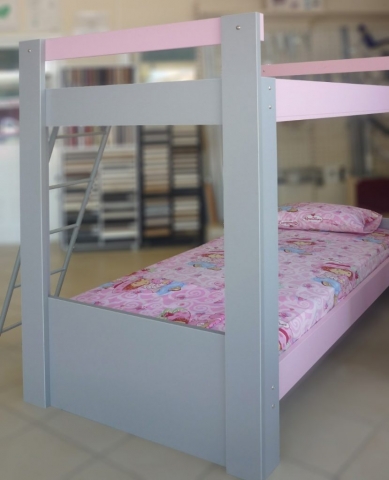 παιδικό κρεβάτι κουκέτα ρόζ γκρί